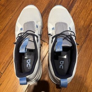 On Running White and Blue Sneakers with CloudTec Cushioning